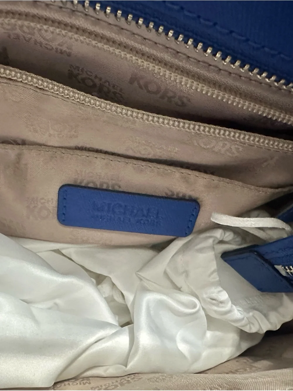 Michael Kors Royal Blue Saffiano Satchel with MK Charm
